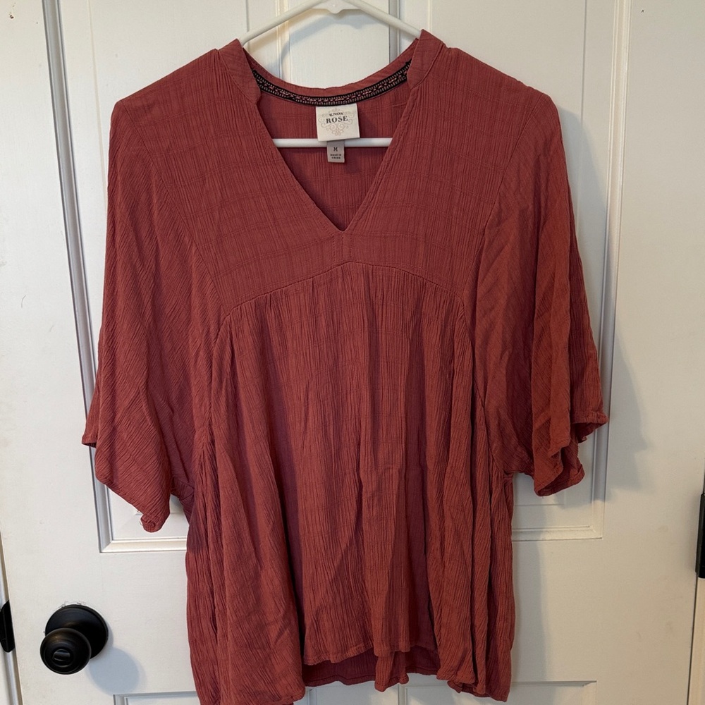 Knox Rose Women's Terracotta V-Neck Blouse